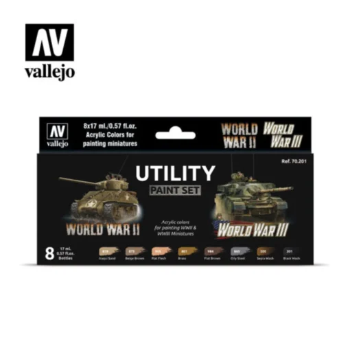 Utility Paint Set WWII & WWIII -70201 1 Utility Paint Set WWII & WWIII -70201 -Revell || Tamiya Verkoopwinkel vallejo 70201 800x800 1